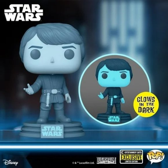 Funko POP #615 Star Wars: Return of the Jedi 40th Hologram Luke Glow in the dark - Picture 3 of 12